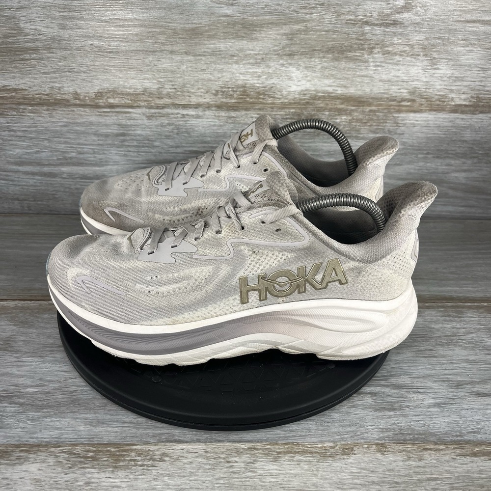 Hoka Women Clifton 10 Cosmic Grey Stardust Running Shoes Size 10